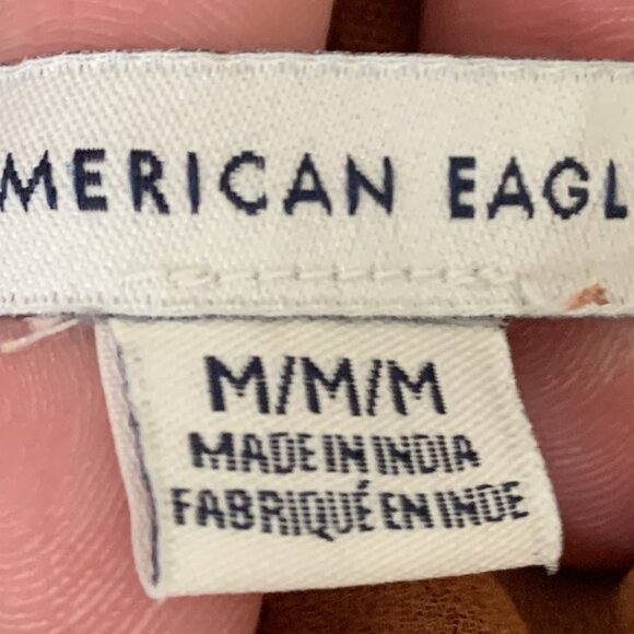 American Eagle Burnt Orange Paper Bag Waist Linen Blend Pants - Size Medium - Picture 6 of 9